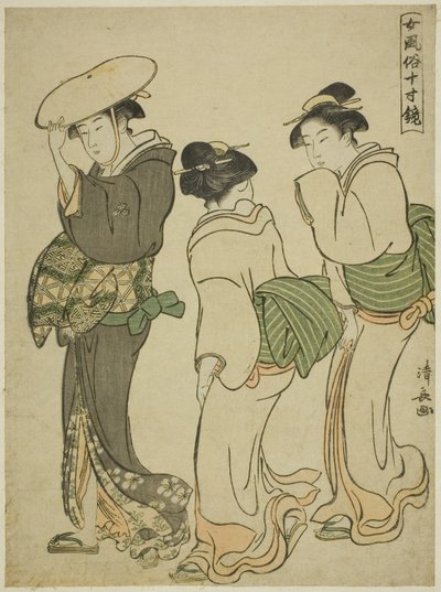 Une femme et deux servantes, de la série "Un miroir des manières féminines" - Torii Kiyonaga