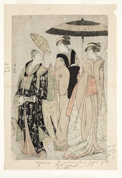 Acteurs dans la pièce Oakinai Hiruga kojima, Théâtre Nakamura, XI1784, 1784 - Torii Kiyonaga