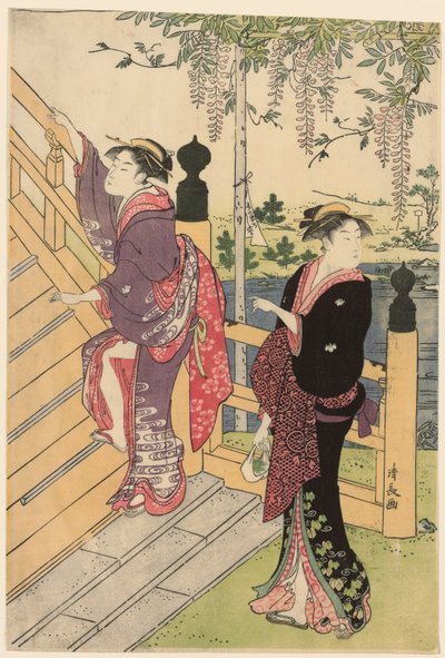 Admirant la glycine au sanctuaire de Kameido - Torii Kiyonaga