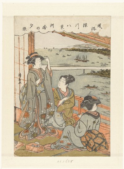 Pluie du soir à Susaki (huit vues des coutumes et usages à Fukagawa) - Torii Kiyonaga