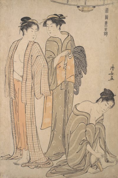 Couper les ongles, la toilette après le bain - Torii Kiyonaga