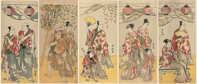 Onze acteurs célébrant le festival du sanctuaire des frères Soga - Torii Kiyonaga