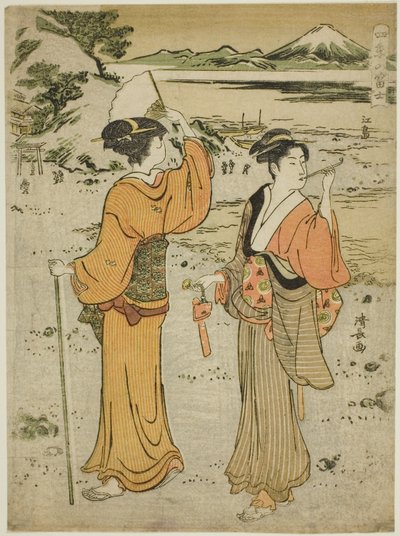 Enoshima, de la série "Le Mont Fuji dans les quatre saisons" - Torii Kiyonaga