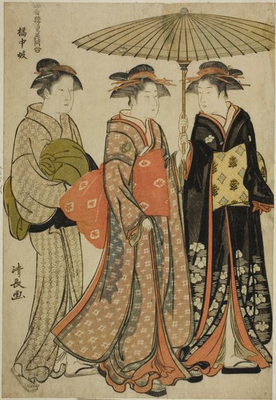 Artistes de Tachibana (Kitchugi), de la série "Collection de beautés contemporaines des quartiers de plaisir (Tosei yuri bijin awase)" - Torii Kiyonaga