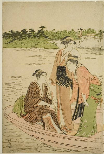 Bac sur la rivière Rokugo - Torii Kiyonaga