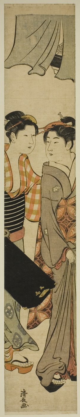 Geisha et sa servante portant une boîte à shamisen - Torii Kiyonaga