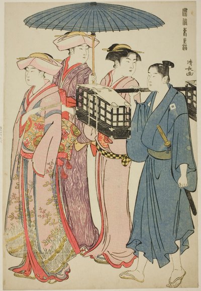 Aller à un pique-nique, de la série "Une broderie des manières orientales" - Torii Kiyonaga