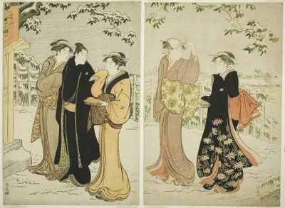 Colline de Matsuchi après une chute de neige - Torii Kiyonaga