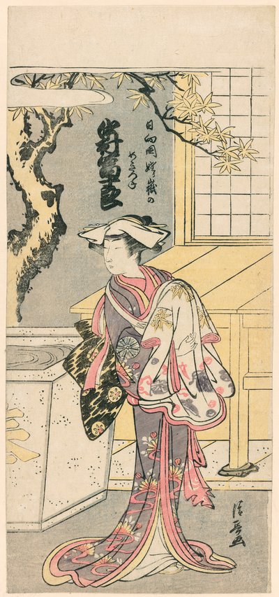 Nakamura Tomijuro I en renarde dans la scène de la pièce, Chigo Torii Tobiiri Gitsune (Nakamura Tomijuro no Hyuga no kuni Ubagatake no megitsune) - Torii Kiyonaga