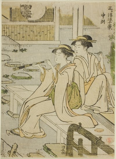 Nakasu, de la série "Dix Scènes de la Fraîcheur dans les Trois Villes (Sangatsu ryo jikkei)" - Torii Kiyonaga