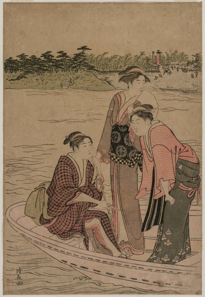 Passagers dans un ferry sur la rivière Sumida, 1784 - Torii Kiyonaga