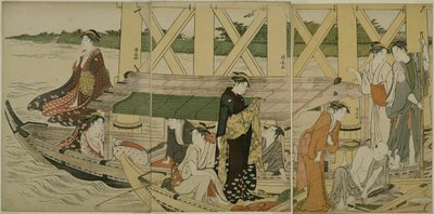 Bateaux de plaisance sous le pont Azuma - Torii Kiyonaga