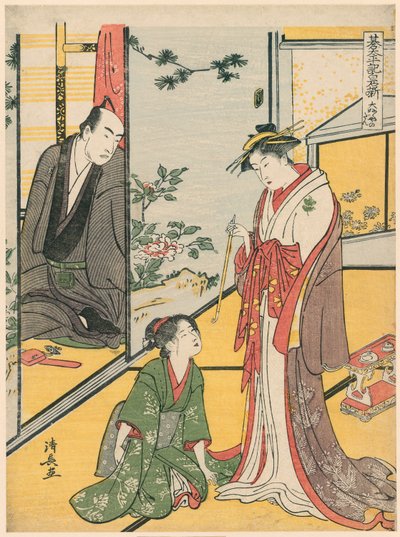 Scène au Daifukuya, de la série "Go Taiheiki Shiraishi Banashi" - Torii Kiyonaga