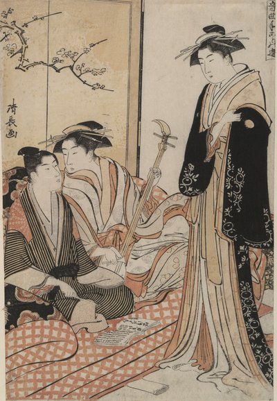 Enseigner une chanson de Kat?-bushi : Passe-temps musicaux - Torii Kiyonaga