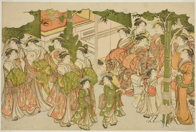 Les premiers vêtements de la nouvelle année, du livre illustré "Couleurs de la triple aube" - Torii Kiyonaga