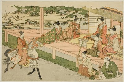 La première promenade à cheval de la nouvelle année, du livre illustré "Couleurs de la triple aube" - Torii Kiyonaga