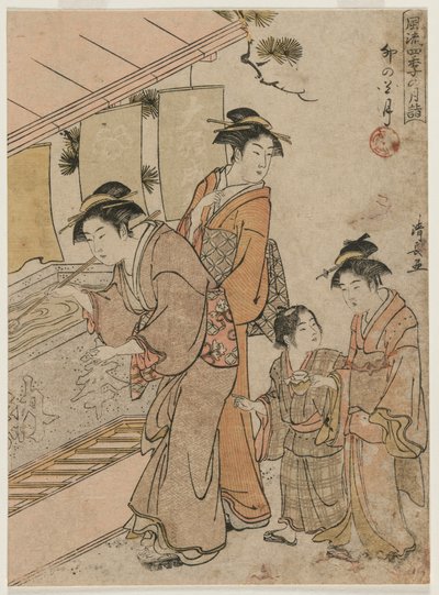 Le quatrième mois de la série Visites mensuelles à la mode aux temples des quatre saisons, 1784 - Torii Kiyonaga