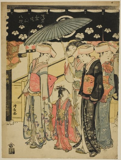 La rue commerçante Nakamise, de la série "Huit quartiers du temple Kinryuzan à Asakusa (Asakusa Kinryuzan hakkei)" - Torii Kiyonaga