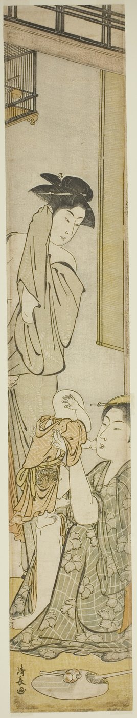 Deux femmes et un enfant après le bain - Torii Kiyonaga