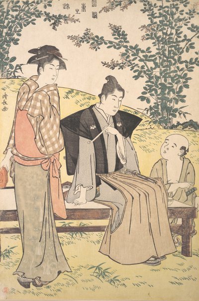 Vue sur le trèfle des buissons à Hagidera - Torii Kiyonaga
