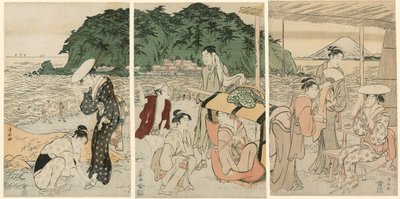 Visiteurs à Enoshima - Torii Kiyonaga