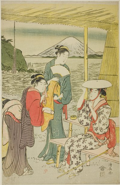 Visiteurs à Enoshima - Torii Kiyonaga