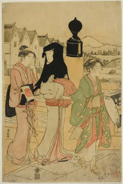 Femmes traversant le pont Nihonbashi - Torii Kiyonaga