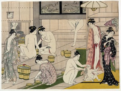 Femmes dans un bain public. Estampe japonaise par Torii Kiyonaga (1752-1815), vers 1785. École Torii (ukiyo-e) - Torii Kiyonaga