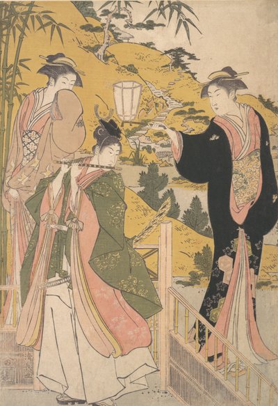 Yoshitsune Sérénadant Jorurihime - Torii Kiyonaga