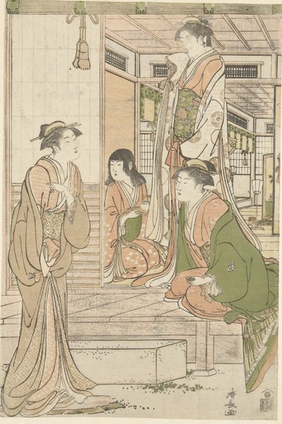 Yoshitsune apportant une sérénade à Joruri hime - Torii Kiyonaga