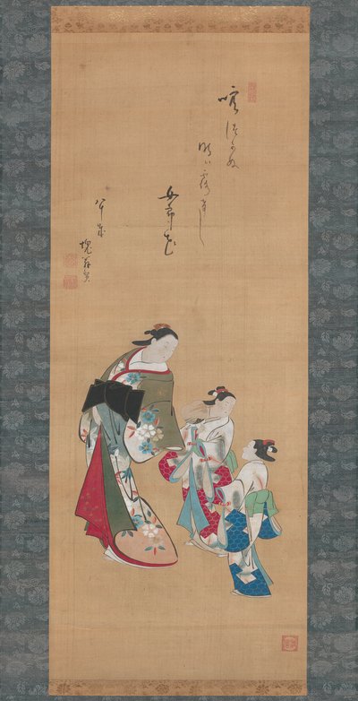 Courtisane et deux servantes - Torii Kiyonobu I