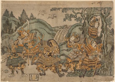 Minamoto no Yoritomo Caché dans un Arbre - Torii Kiyoshige
