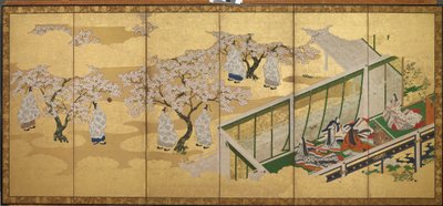 <em>Le Conte de Genji</em>, Chapitre 34; Kashiwagi aperçoit la Troisième Princesse - Tosa Mitsuoki