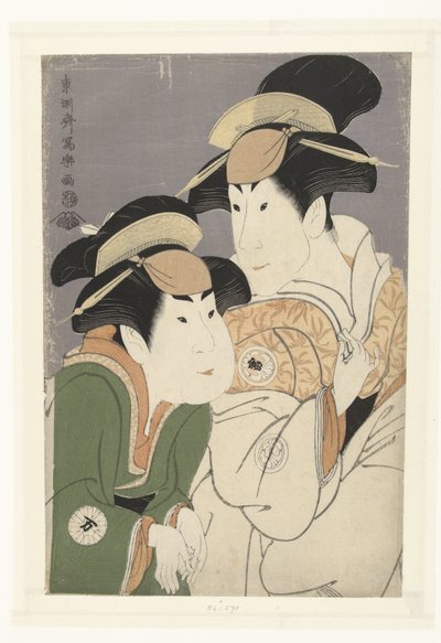 Portrait en buste de Segawa Tomisaburo II et Nakamura Manyo - Toshusai Sharaku