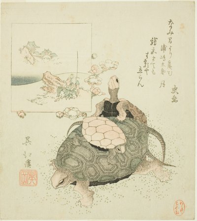 Tortues de mer et Urashima Taro - Totoya Hokkei
