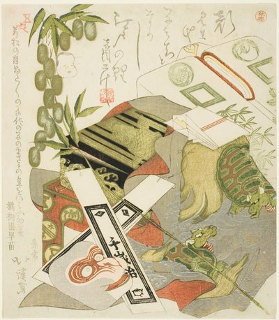 Nature morte avec masque de singe - Totoya Hokkei
