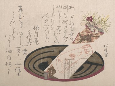 Plateau avec papier Noshi Noshi indique un cadeau, 1816 - Totoya Hokkei