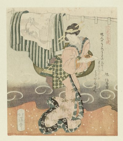 Femme avec une tasse de saké - Totoya Hokkei