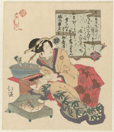 Femme écrivant une lettre - Totoya Hokkei