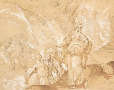La femme de Lot regardant la destruction de Sodome et Gomorrhe - Toussaint Dubreuil