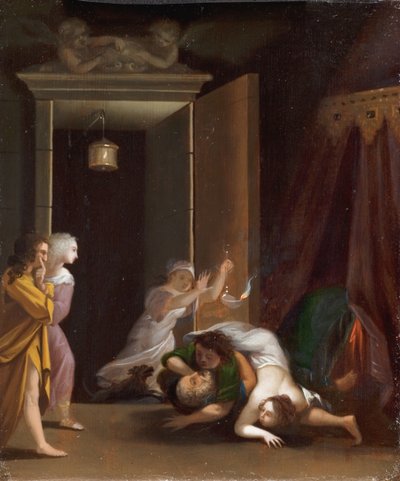 Paris et Hélène surpris par Ménélas - Toussaint Gelton