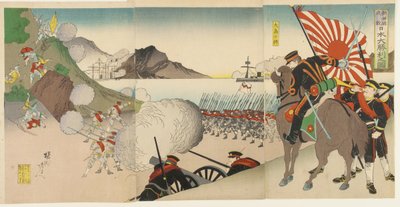 La grande victoire japonaise à Songhwan, Corée, août 1894 - Toyohara Chikanobu