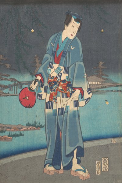 Genji moderne - Observation des lucioles Imayo genji shiken hotaru asobi, 1861 - Toyohara Kunichika