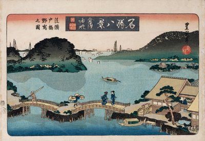 Crépuscule, Atami, de la série Huit vues de lieux célèbres - Toyokuni II
