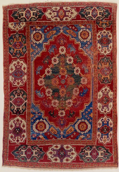 Tapis transylvanien avec motifs floraux sur fond rouge brique, fin XVIIe siècle - Transylvannian School