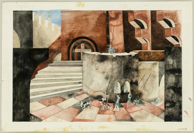 Décor de scène pour la tragédie Die Nibelungen de Friedrich Hebbel, vers 1934 - Traugott Müller