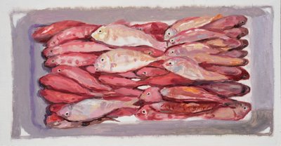 Caisse à poisson 4 (Billingsgate, Londres), 2016 (huile sur carton) - Trevor Burgess