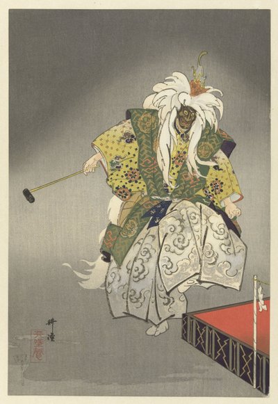 Acteurs dans la pièce de théâtre Noh Kokaji (Cent pièces de Noh) - Tsukioka Kogyo