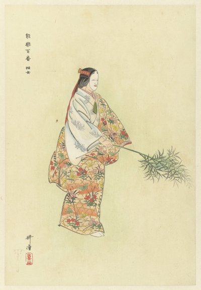 Acteur dans la pièce de Nô Hanjo (Cent pièces de Nô) - Tsukioka Kogyo