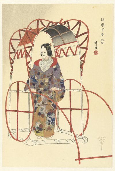 Scène de la pièce de Noh Yuya (série Cent pièces de Noh) - Tsukioka Kogyo